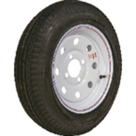 LOADSTAR TIRES Bias Tire & Wheel (Rim) Assembly K353 480-12 4 Hole 6 Ply, Wht w Strip 30631